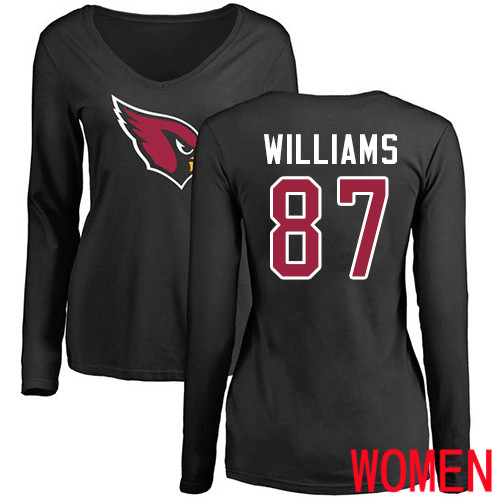 Arizona Cardinals Black Women Maxx Williams Name And Number Logo NFL Football #87 Long Sleeve T Shirt